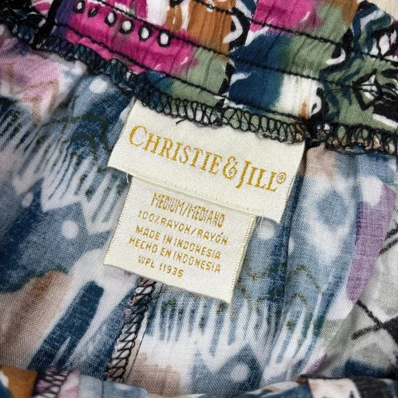 Vintage Christie & Jill Women's M Geo Abstract Printed High Rise Flowy Shorts - Picture 3 of 5